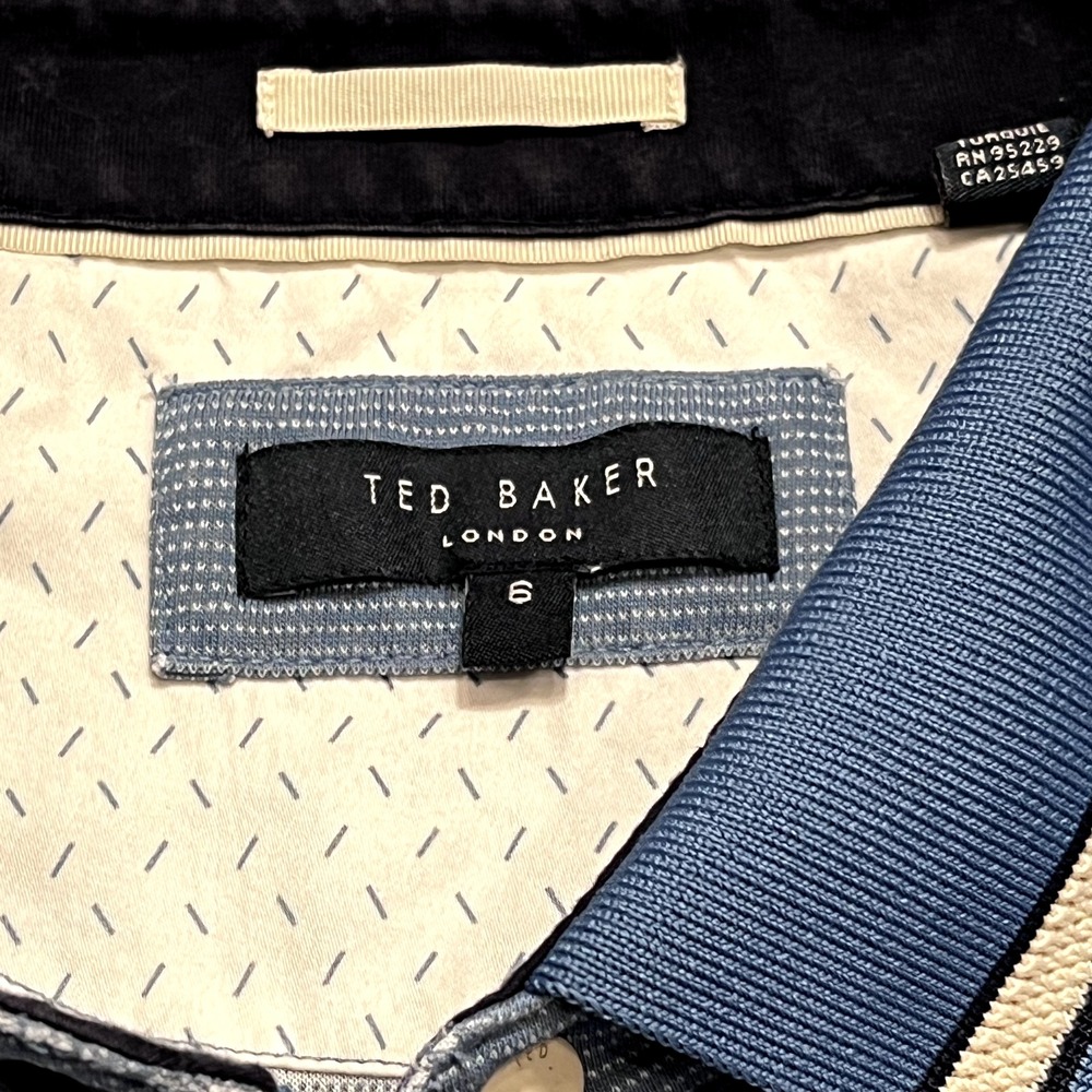 Ted Baker London Polo Shirt Size 6 Blue Button Snap Preppy Casual Adult Lounge - Picture 6 of 15
